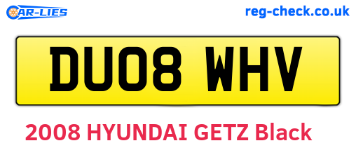 DU08WHV are the vehicle registration plates.