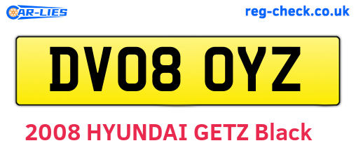 DV08OYZ are the vehicle registration plates.