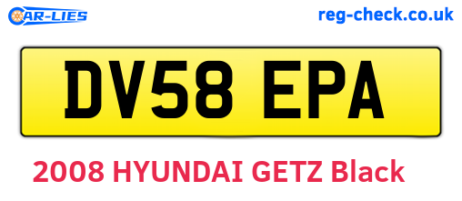 DV58EPA are the vehicle registration plates.