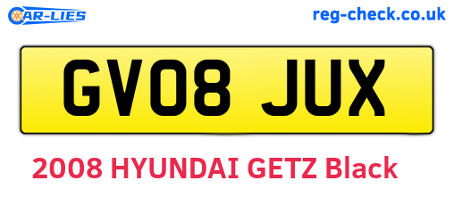 GV08JUX are the vehicle registration plates.