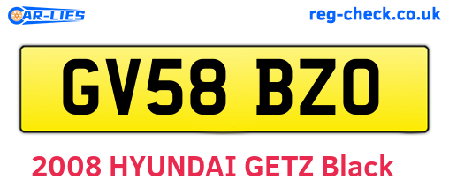 GV58BZO are the vehicle registration plates.