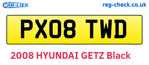 PX08TWD are the vehicle registration plates.