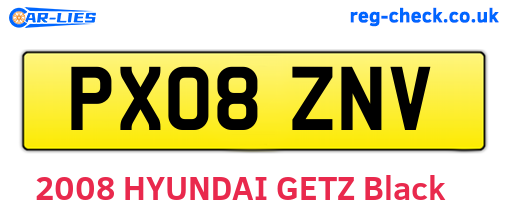 PX08ZNV are the vehicle registration plates.