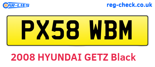 PX58WBM are the vehicle registration plates.