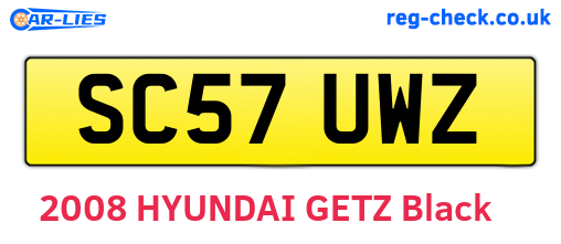 SC57UWZ are the vehicle registration plates.