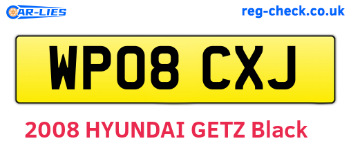 WP08CXJ are the vehicle registration plates.