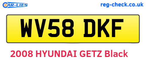 WV58DKF are the vehicle registration plates.