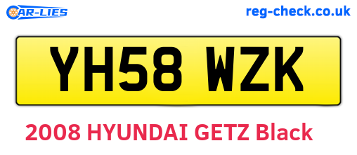 YH58WZK are the vehicle registration plates.