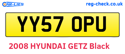 YY57OPU are the vehicle registration plates.