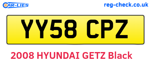 YY58CPZ are the vehicle registration plates.