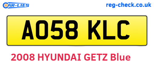 AO58KLC are the vehicle registration plates.