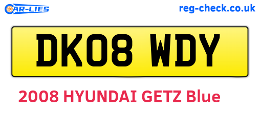 DK08WDY are the vehicle registration plates.