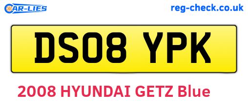 DS08YPK are the vehicle registration plates.