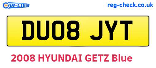 DU08JYT are the vehicle registration plates.