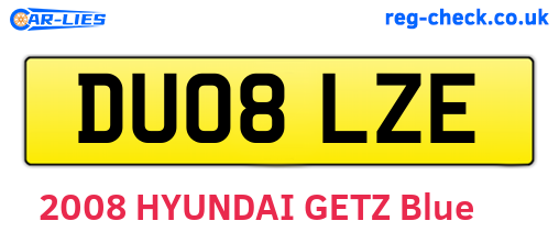DU08LZE are the vehicle registration plates.