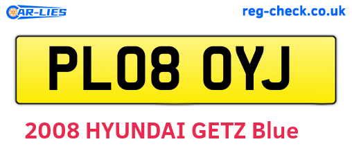 PL08OYJ are the vehicle registration plates.