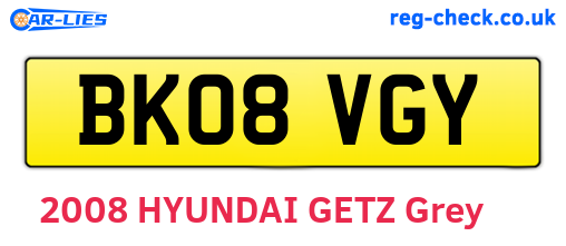 BK08VGY are the vehicle registration plates.