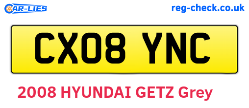 CX08YNC are the vehicle registration plates.