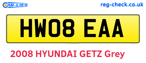 HW08EAA are the vehicle registration plates.