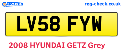 LV58FYW are the vehicle registration plates.