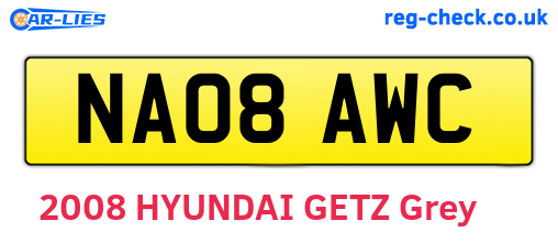 NA08AWC are the vehicle registration plates.