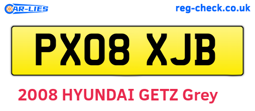 PX08XJB are the vehicle registration plates.