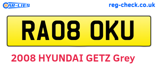 RA08OKU are the vehicle registration plates.