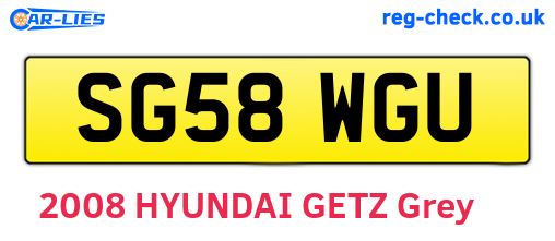 SG58WGU are the vehicle registration plates.