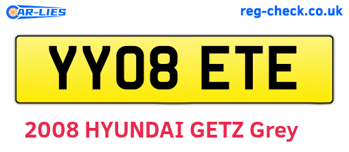 YY08ETE are the vehicle registration plates.