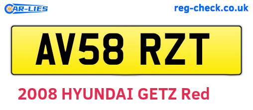 AV58RZT are the vehicle registration plates.