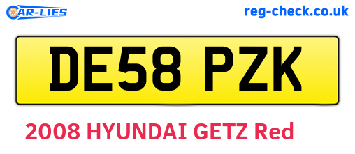 DE58PZK are the vehicle registration plates.