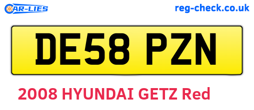 DE58PZN are the vehicle registration plates.