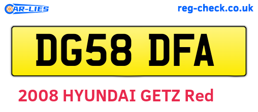 DG58DFA are the vehicle registration plates.