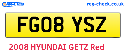 FG08YSZ are the vehicle registration plates.