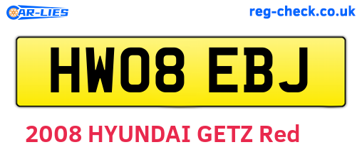 HW08EBJ are the vehicle registration plates.