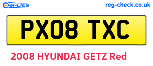 PX08TXC are the vehicle registration plates.