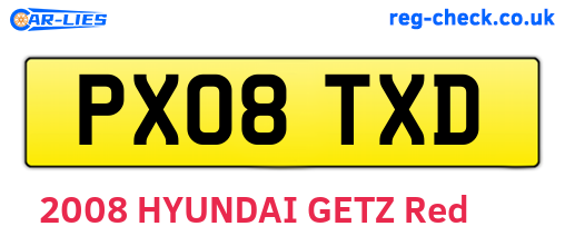 PX08TXD are the vehicle registration plates.