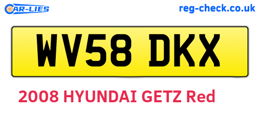 WV58DKX are the vehicle registration plates.