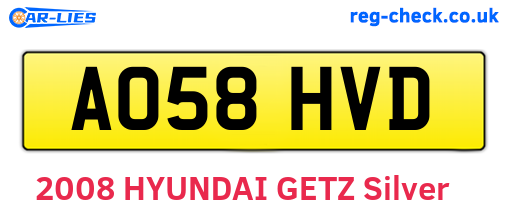 AO58HVD are the vehicle registration plates.