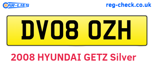 DV08OZH are the vehicle registration plates.