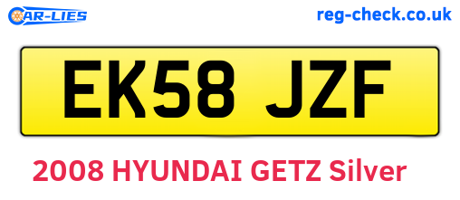 EK58JZF are the vehicle registration plates.