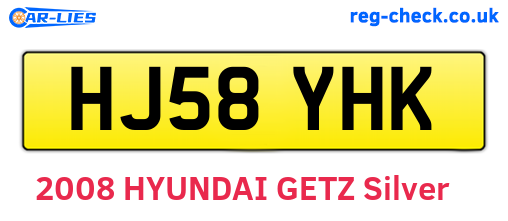 HJ58YHK are the vehicle registration plates.