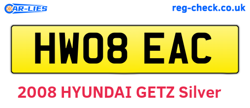 HW08EAC are the vehicle registration plates.