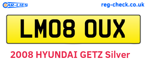 LM08OUX are the vehicle registration plates.
