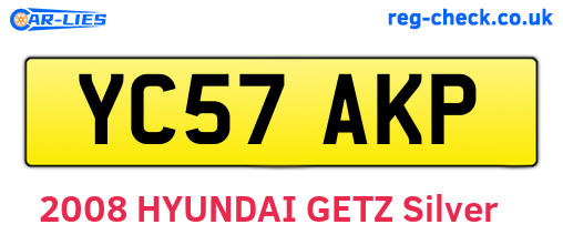 YC57AKP are the vehicle registration plates.