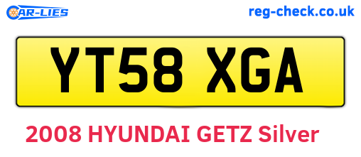 YT58XGA are the vehicle registration plates.