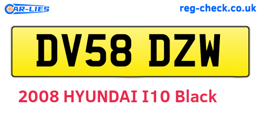 DV58DZW are the vehicle registration plates.