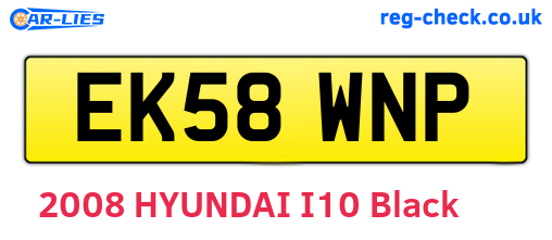 EK58WNP are the vehicle registration plates.