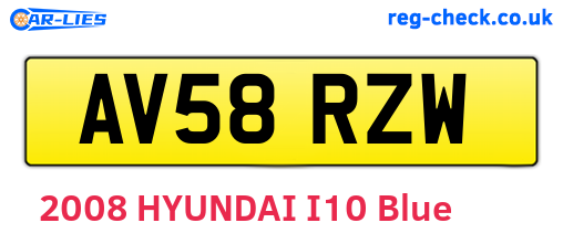 AV58RZW are the vehicle registration plates.