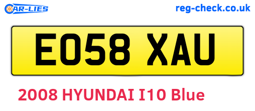 EO58XAU are the vehicle registration plates.